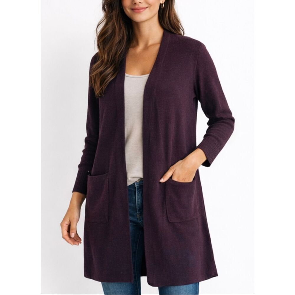 J.Jill burgundy wool silk blend cardigan sweater small